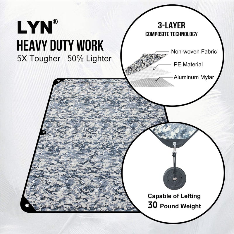 LYN Wild Masquerade:LYN Heavy Duty Camo/Camouflage Transformative Emergency Survival Blanket/Tent-XL,Thermal Space Mylar Waterproof with Stake for Camping,Army,Tarp,Hiking,Mountaining&Survival Gear - Image 3